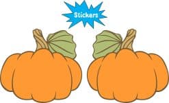 cartoon pumpkins, ribbed texture, curved stems - vinyl removable sticker