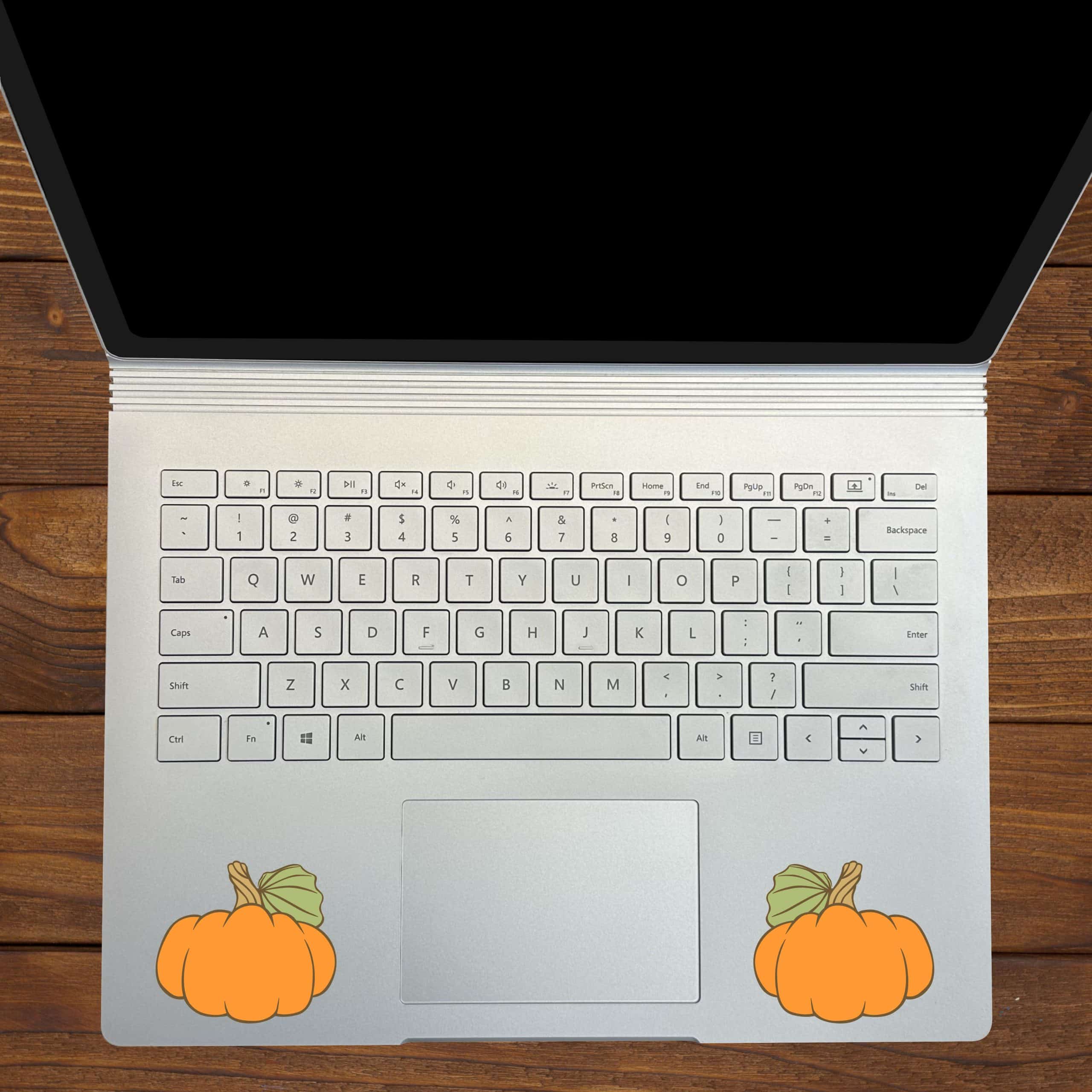 cartoon pumpkins, ribbed texture, curved stems - vinyl removable sticker