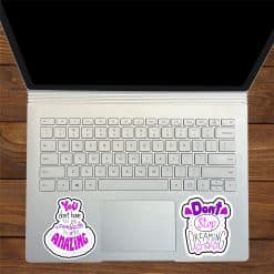 motivational text, cloud-like decorative borders, gradient purple to pink coloring - vinyl removable sticker