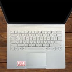 diagonal striping border, bold typography, warning text - vinyl removable sticker