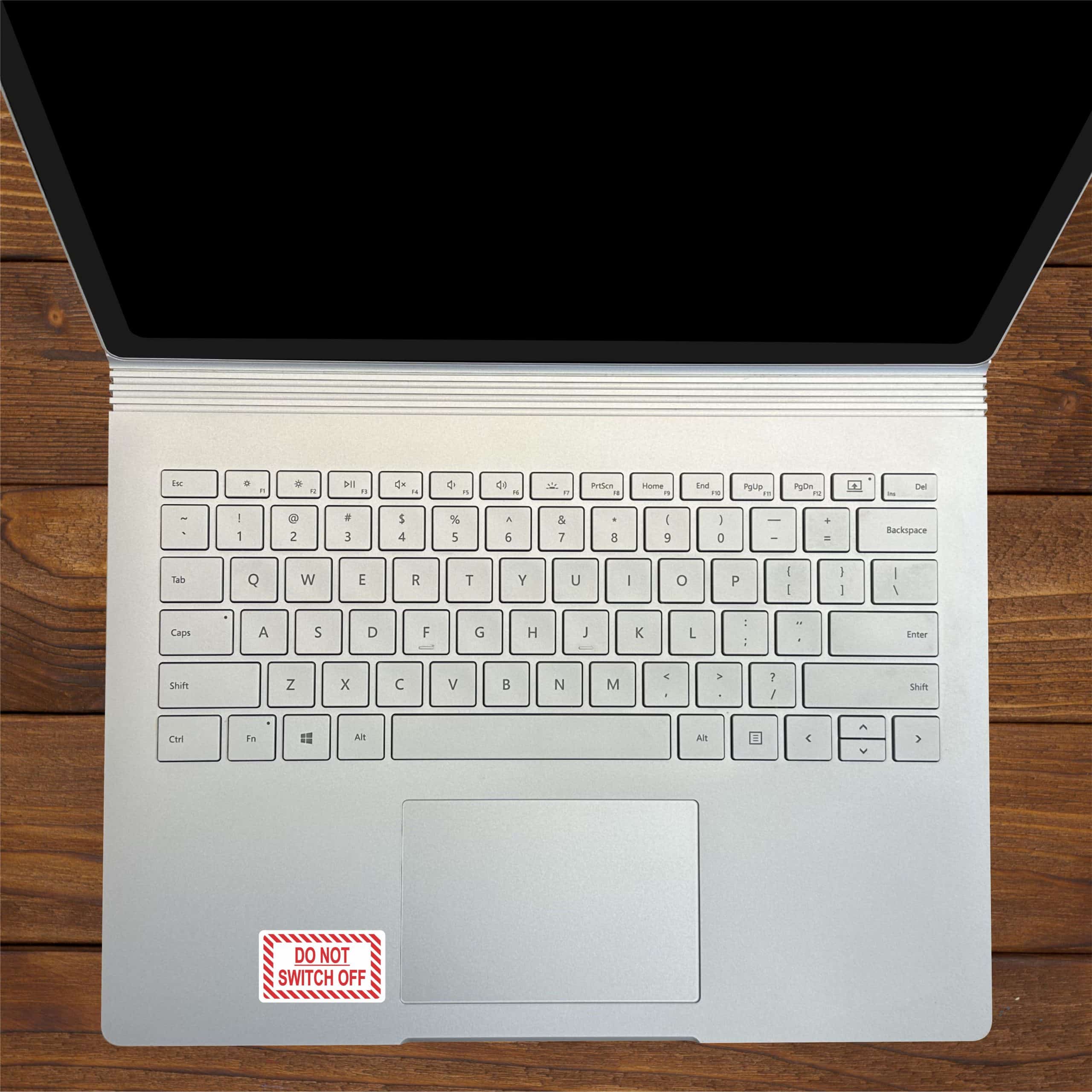 diagonal striping border, bold typography, warning text - vinyl removable sticker
