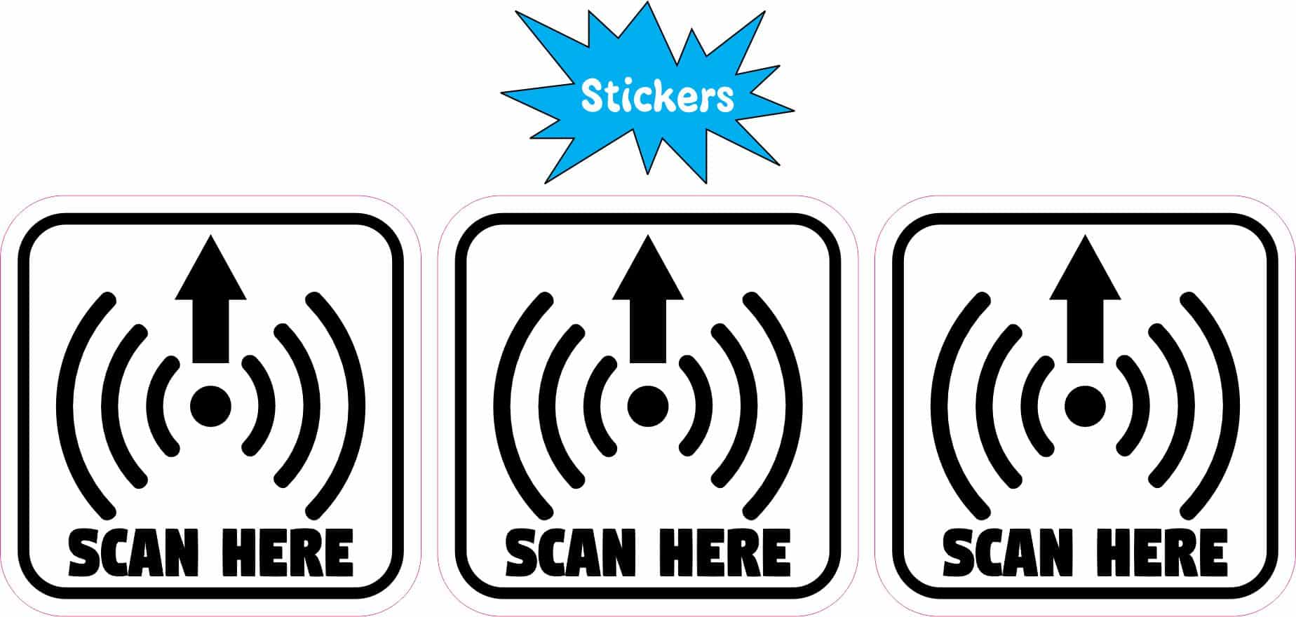 StickerTalk QR Code Scan Here Vinyl Stickers with Arrow, 2 inches by 2 inches - Image 2