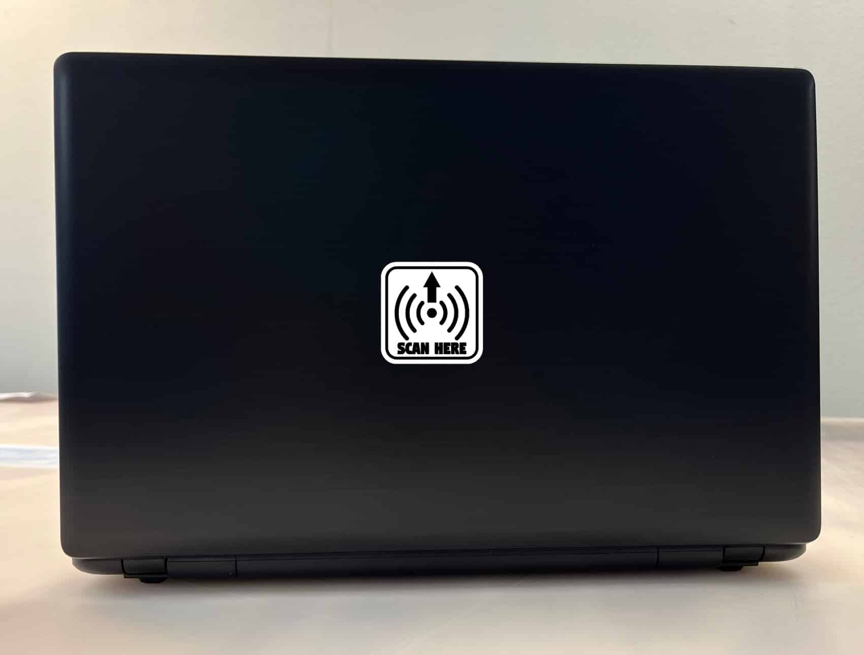 StickerTalk QR Code Scan Here Vinyl Stickers with Arrow, 2 inches by 2 inches - Image 3