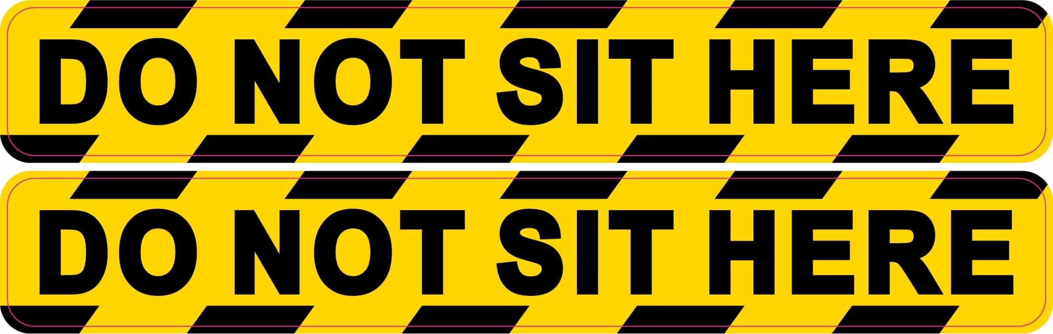 diagonal warning stripes, bold sans-serif text, high contrast colors - vinyl removable sticker