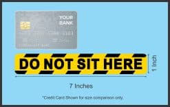 diagonal warning stripes, bold sans-serif text, high contrast colors - vinyl removable sticker