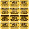 bold yellow background, black text, caution header - vinyl removable sticker