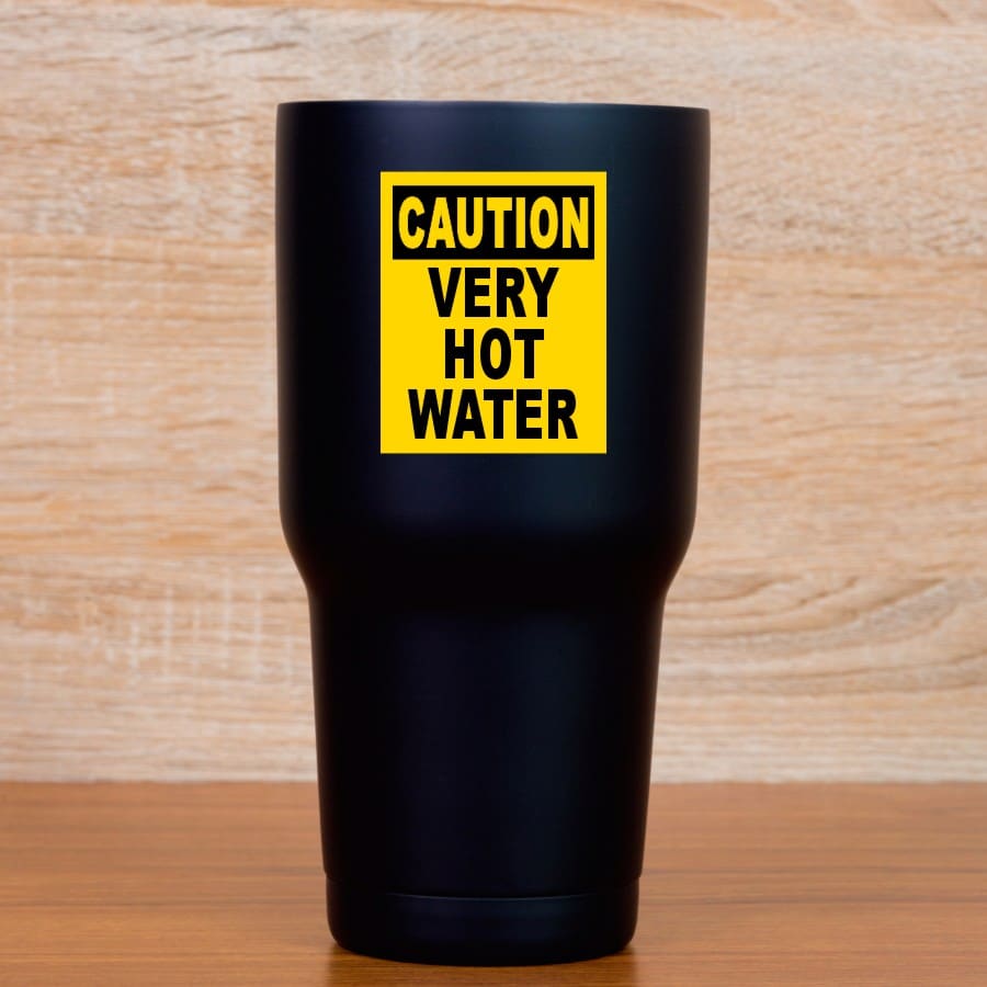 bold yellow background, black text banner, standard safety warning format - vinyl removable sticker