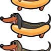 cartoon dachshunds, hot dog buns, condiment squiggles - vinyl removable sticker