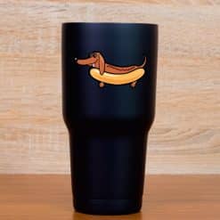 cartoon dachshunds, hot dog buns, condiment squiggles - vinyl removable sticker