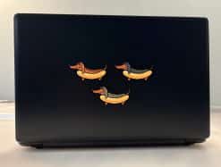 cartoon dachshunds, hot dog buns, condiment squiggles - vinyl removable sticker