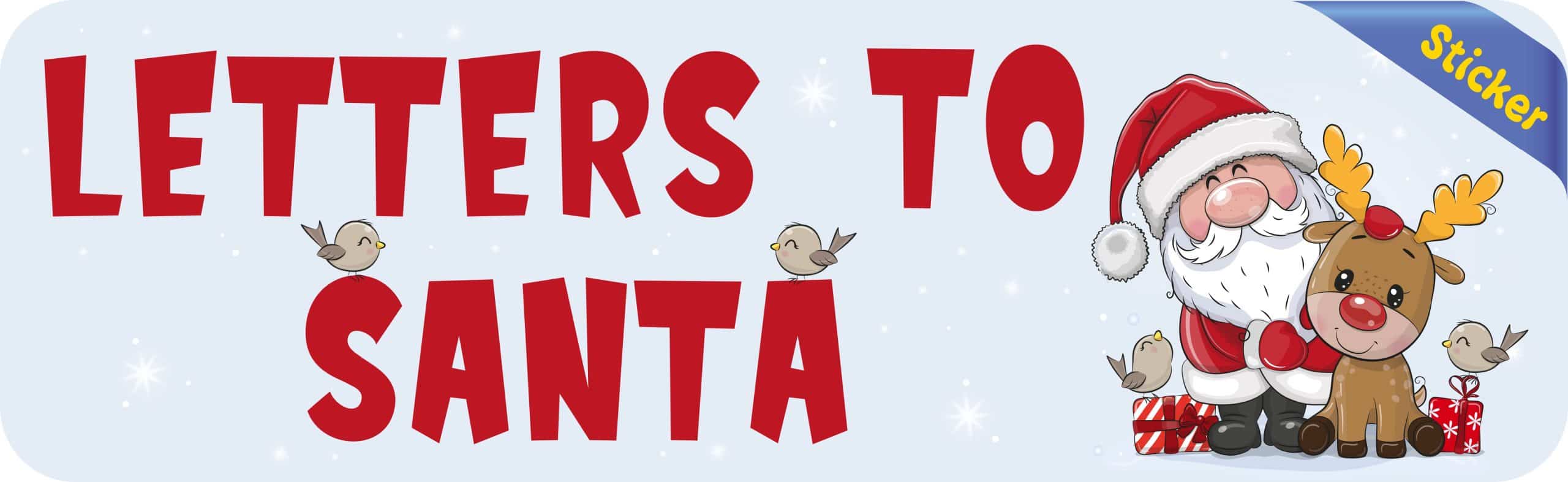 Santa Claus character, reindeer illustration, decorative birds - vinyl removable sticker