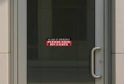 bold red background, white text, black cat silhouettes - vinyl removable sticker