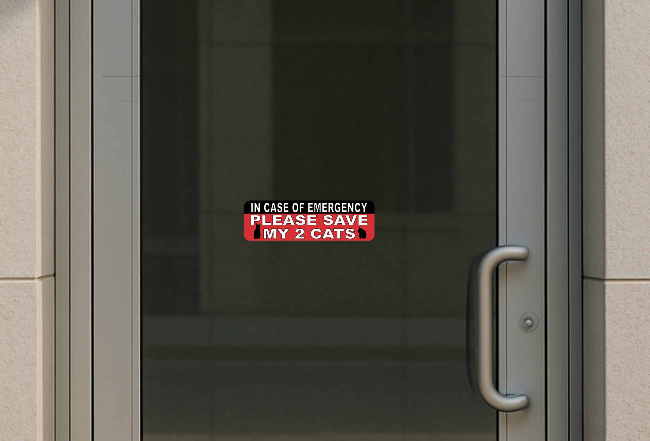 bold red background, white text, black cat silhouettes - vinyl removable sticker