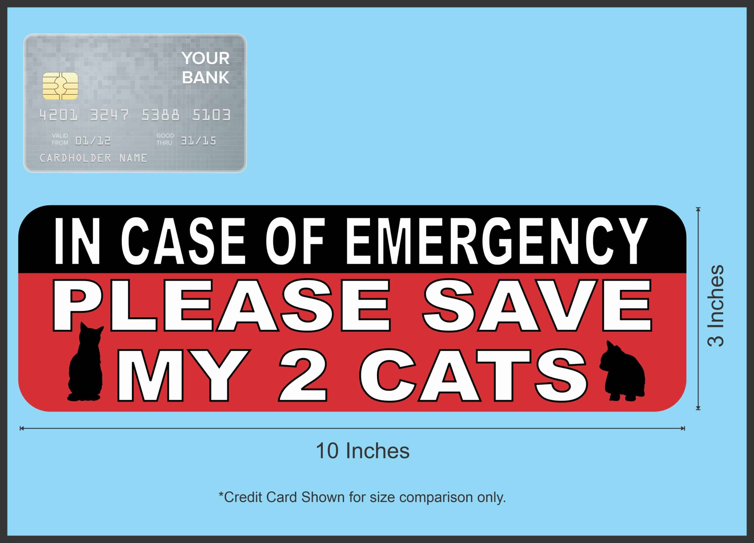 bold red background, white text, black cat silhouettes - vinyl removable sticker