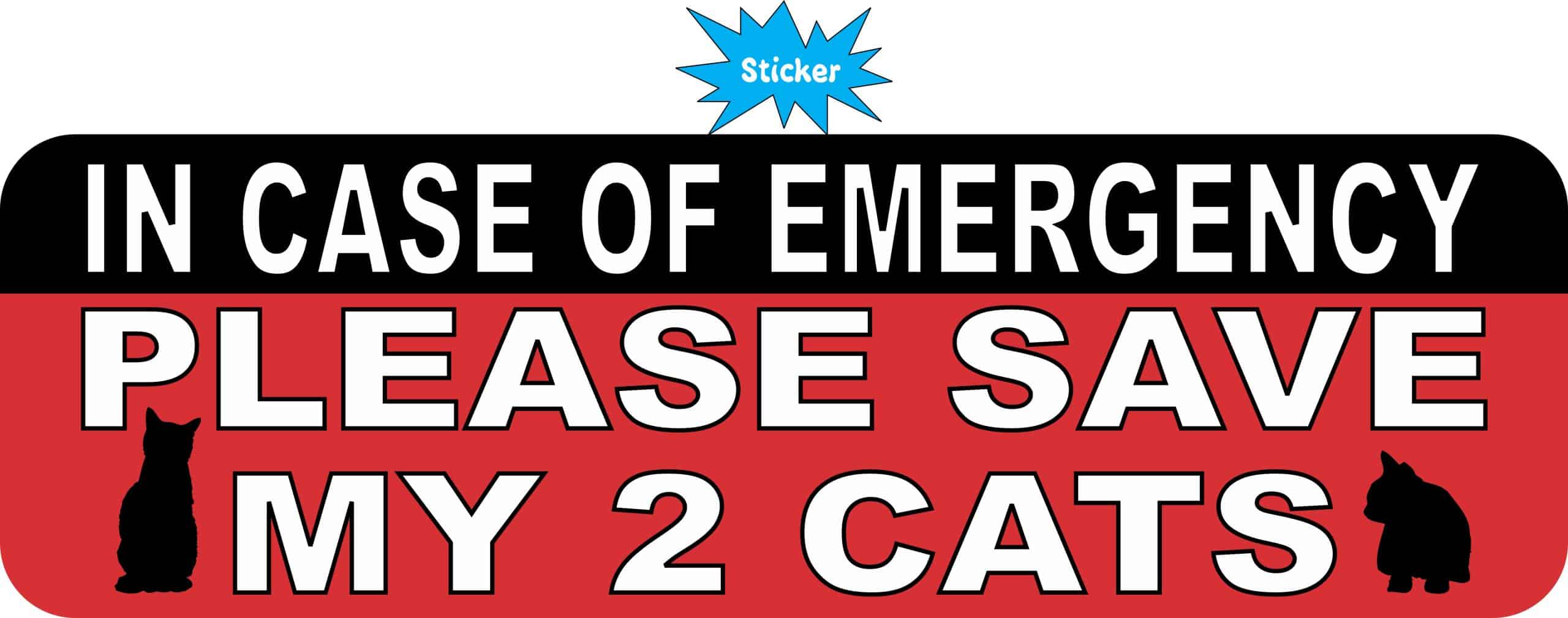 bold red background, white text, black cat silhouettes - vinyl removable sticker