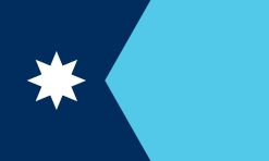 multi-pointed white star, navy blue field, turquoise panel - vinyl removable sticker