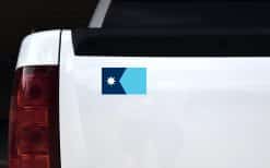 multi-pointed white star, navy blue field, turquoise panel - vinyl removable sticker