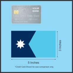 multi-pointed white star, navy blue field, turquoise panel - vinyl removable sticker