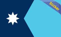 multi-pointed white star, navy blue field, turquoise panel - vinyl removable sticker