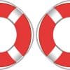 life ring, alternating red and white segments, circular design - vinyl removable sticker