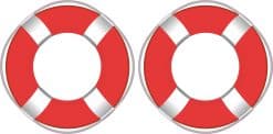life ring, alternating red and white segments, circular design - vinyl removable sticker