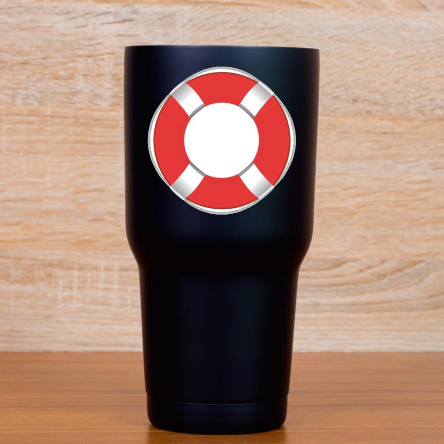 life ring, alternating red and white segments, circular design - vinyl removable sticker