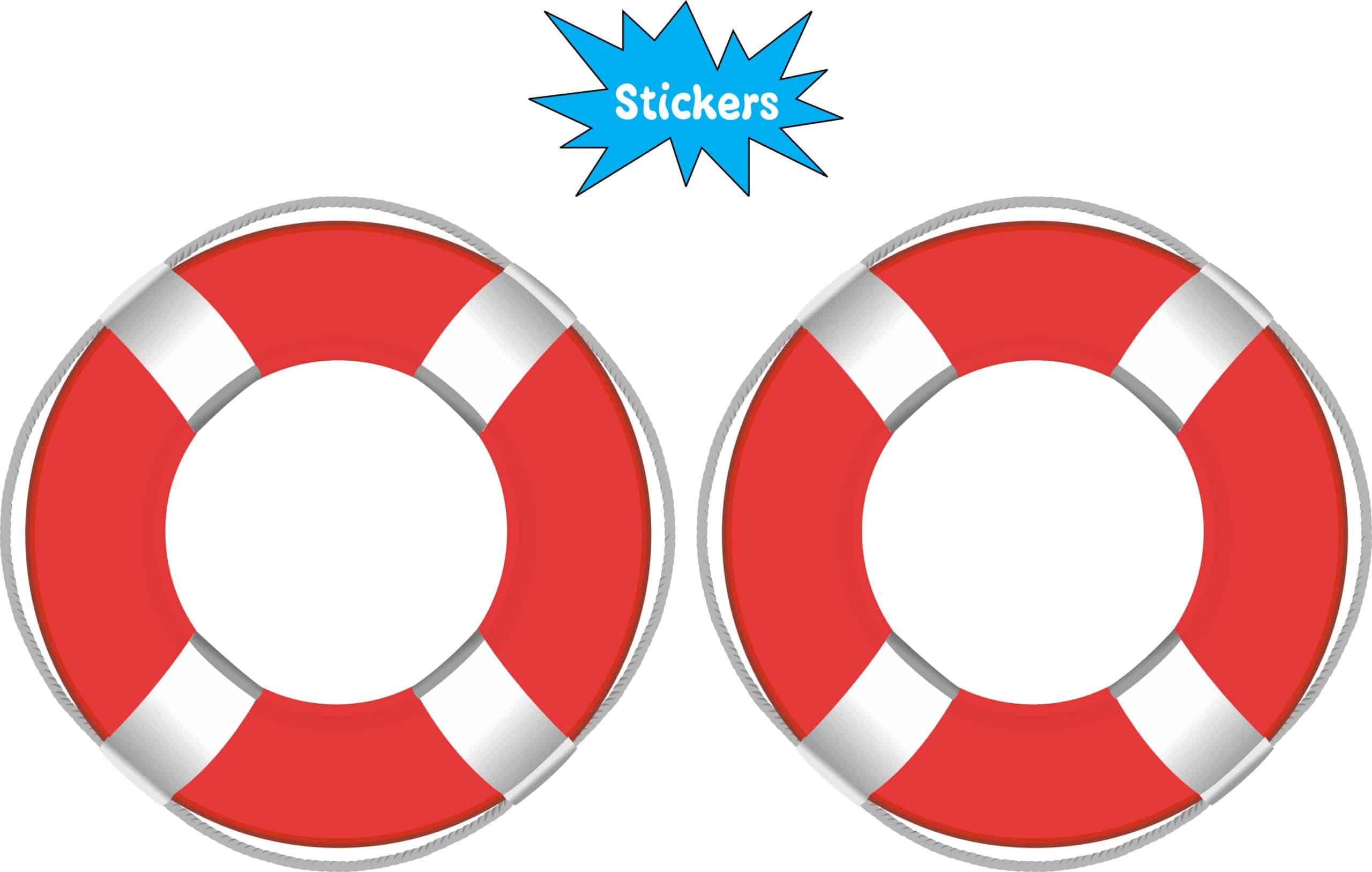 life ring, alternating red and white segments, circular design - vinyl removable sticker