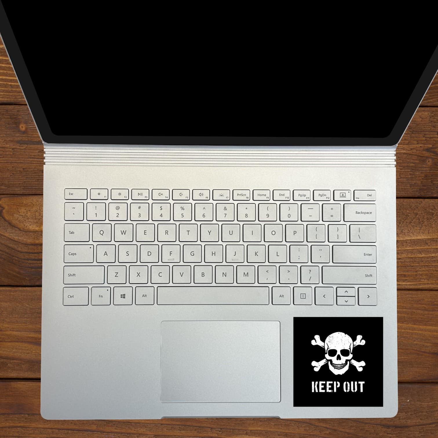 skull and crossbones, warning text, high contrast design - vinyl removable sticker