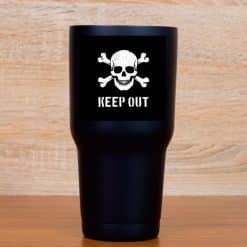 skull and crossbones, warning text, high contrast design - vinyl removable sticker
