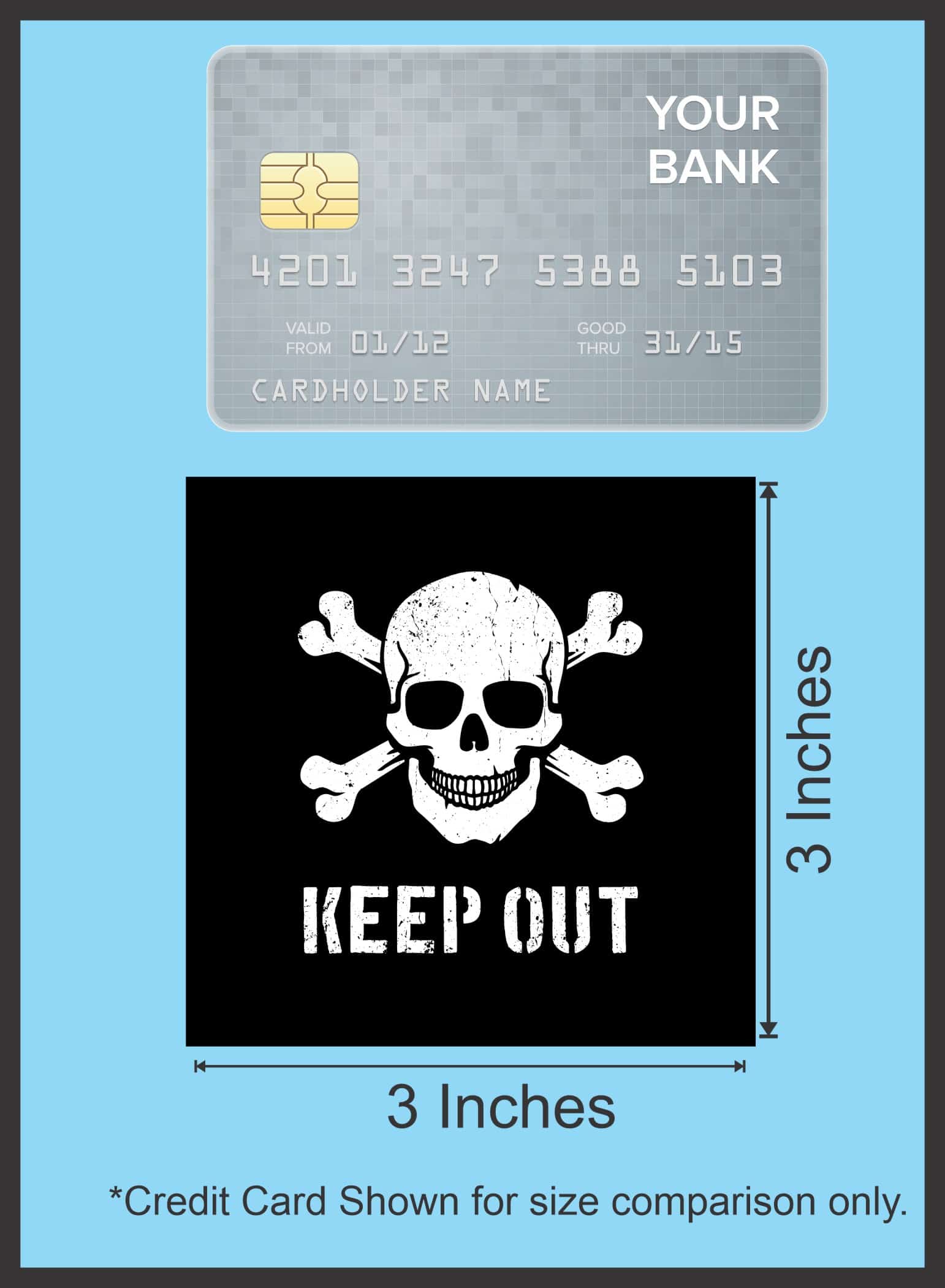 skull and crossbones, warning text, high contrast design - vinyl removable sticker