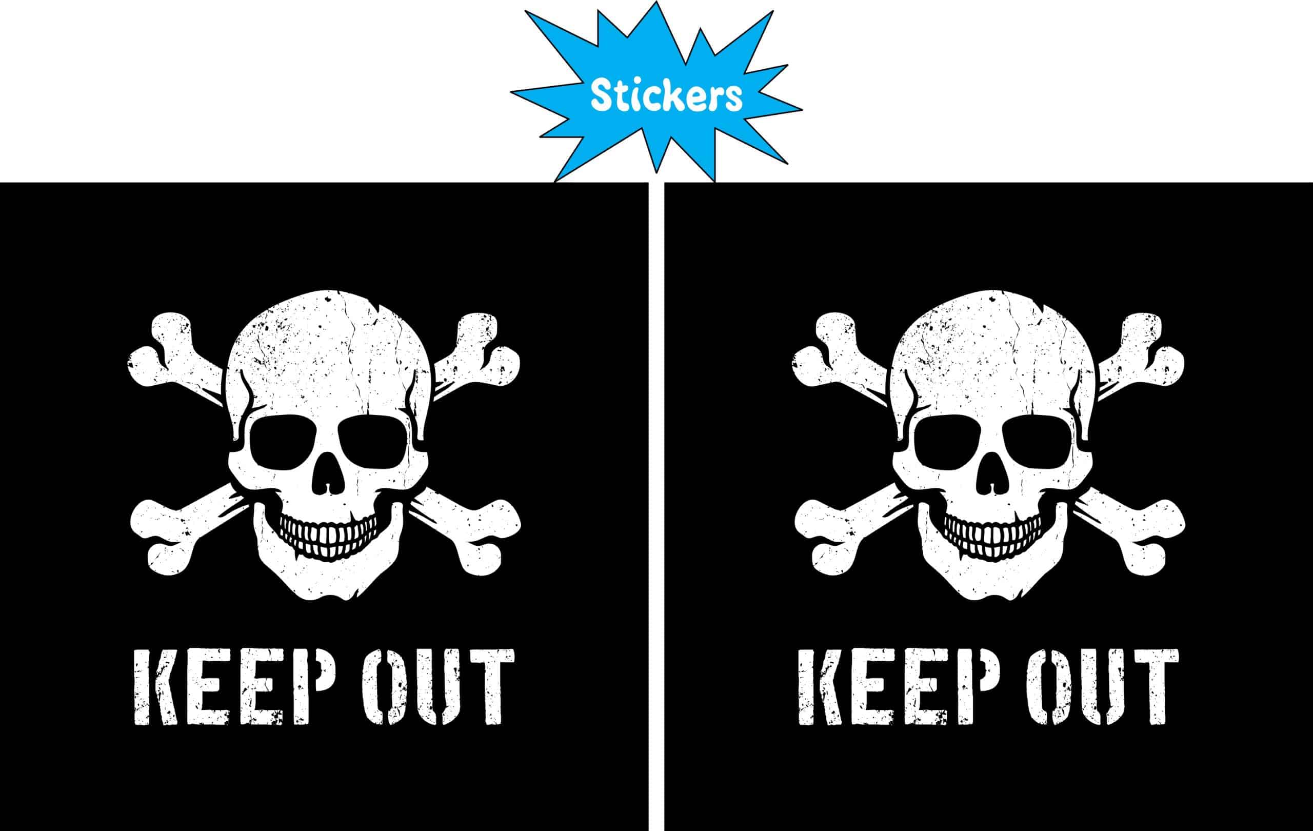 skull and crossbones, warning text, high contrast design - vinyl removable sticker