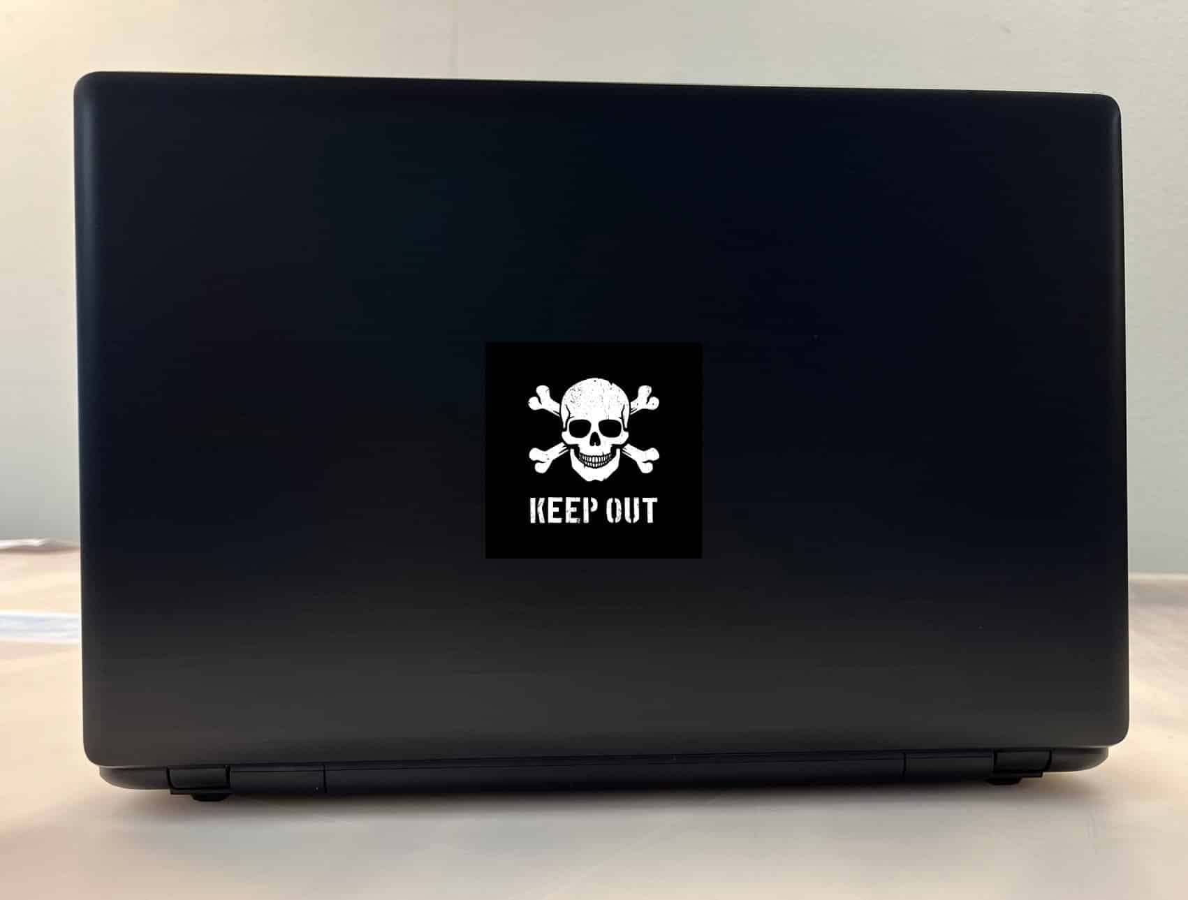 skull and crossbones, warning text, high contrast design - vinyl removable sticker