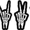 skeleton hands, bone structure detail, peace sign gestures - vinyl removable sticker