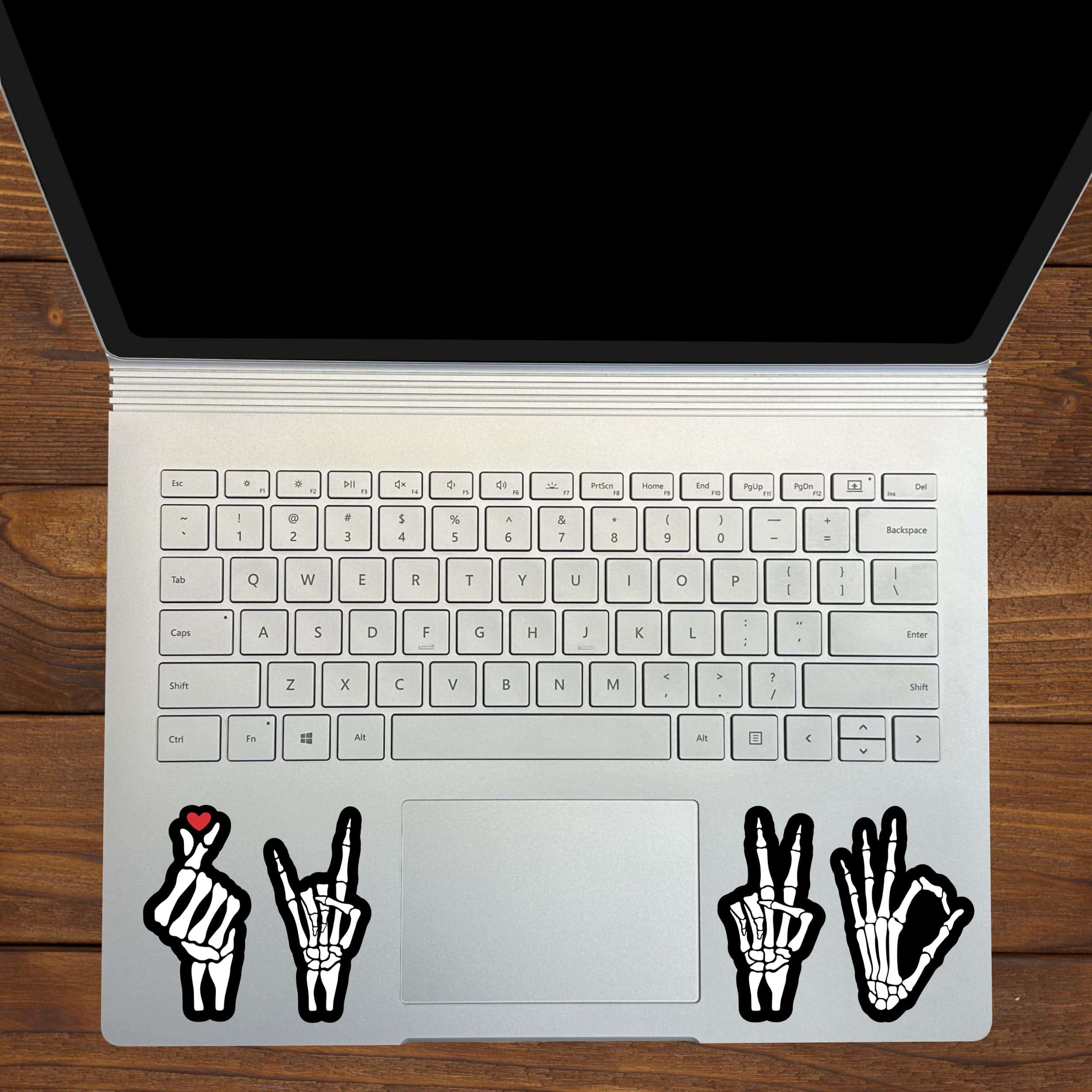 skeleton hands, bone structure detail, peace sign gestures - vinyl removable sticker