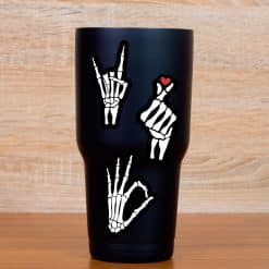 skeleton hands, bone structure detail, peace sign gestures - vinyl removable sticker