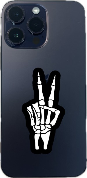 skeleton hands, bone structure detail, peace sign gestures - vinyl removable sticker