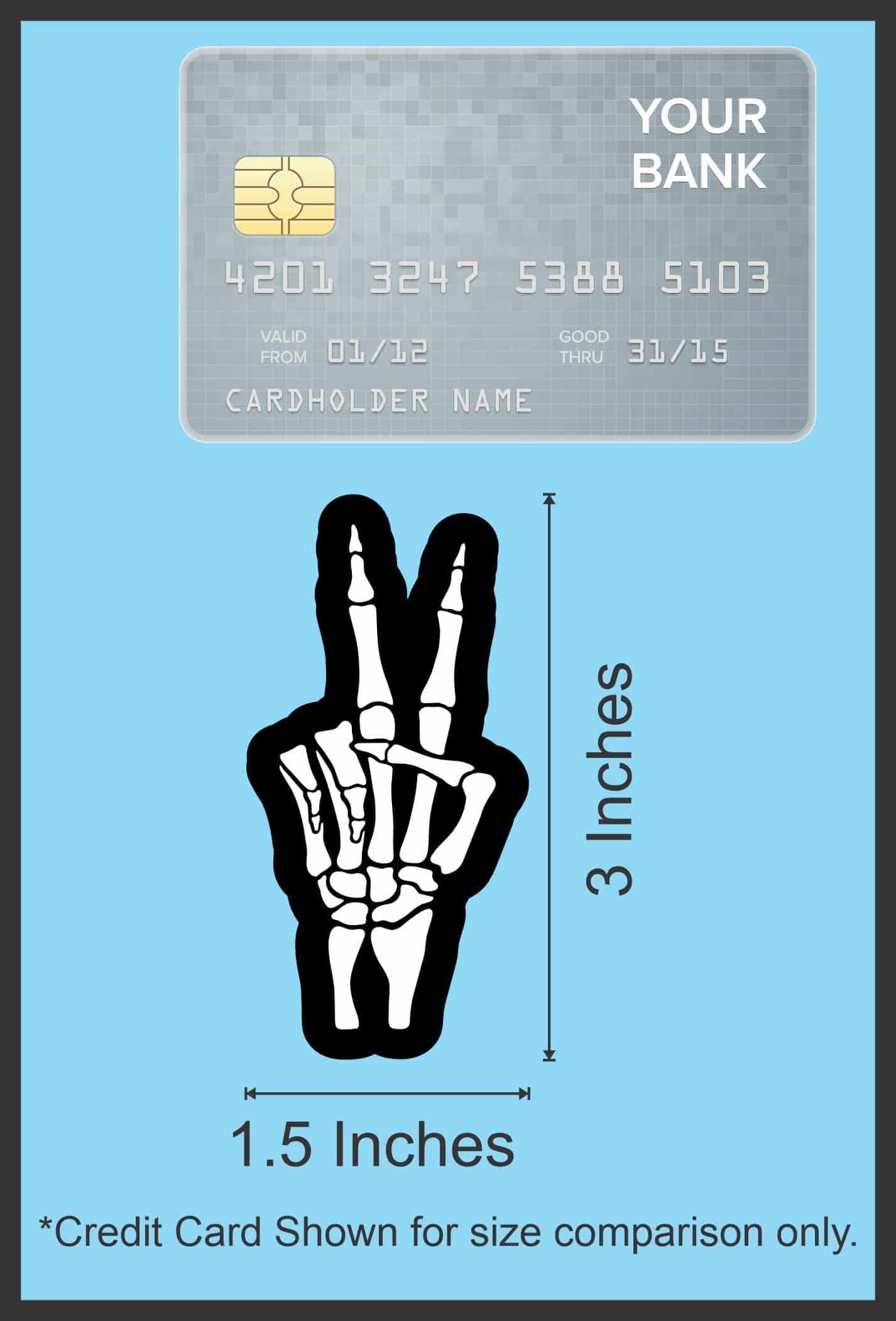 skeleton hands, bone structure detail, peace sign gestures - vinyl removable sticker