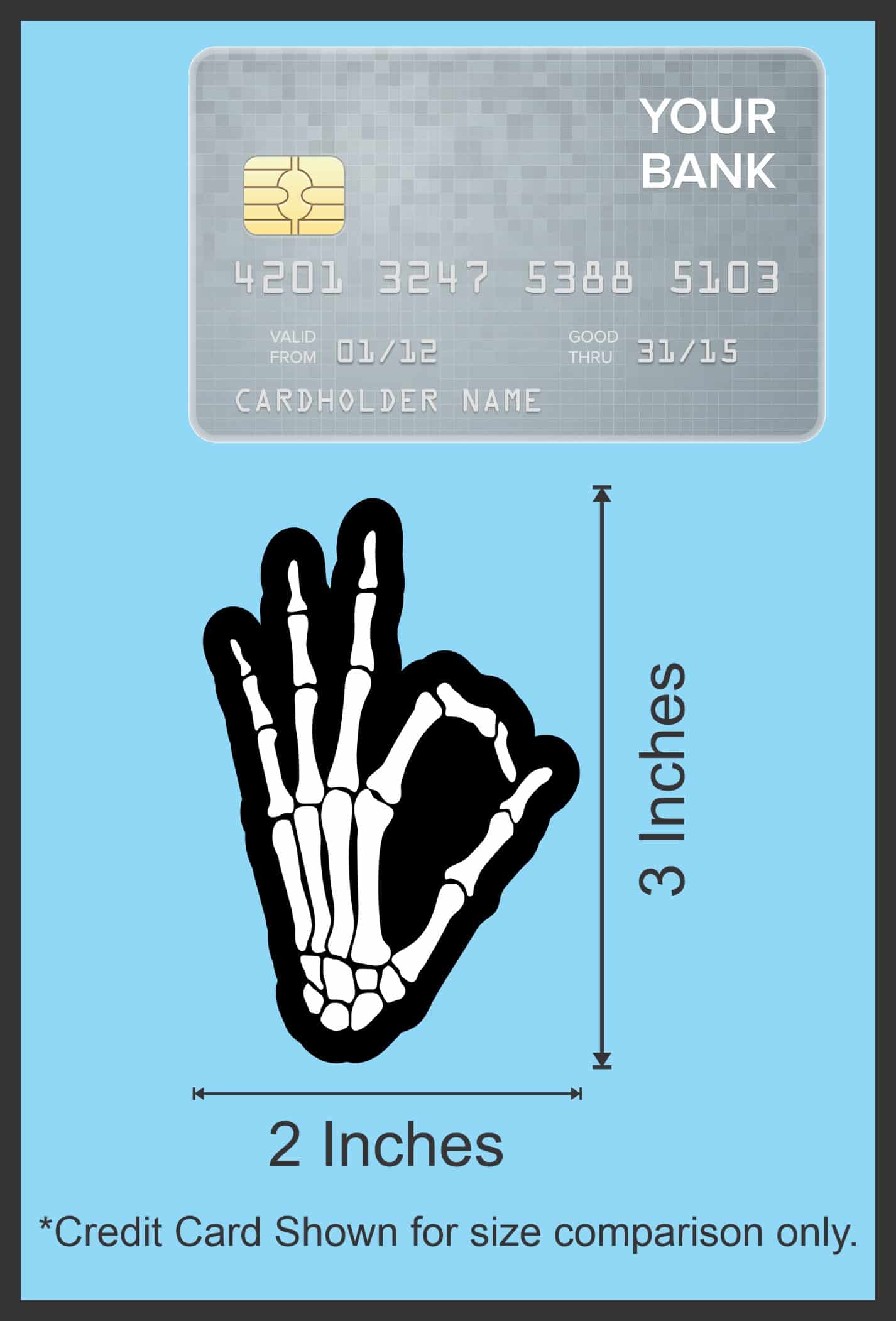 skeleton hands, bone structure detail, peace sign gestures - vinyl removable sticker