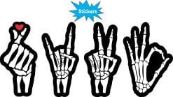 skeleton hands, bone structure detail, peace sign gestures - vinyl removable sticker