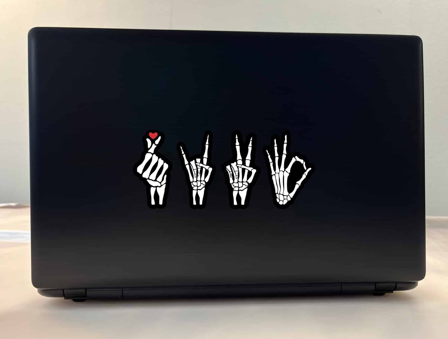 skeleton hands, bone structure detail, peace sign gestures - vinyl removable sticker