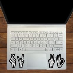 skeleton hands, bone structure detail, peace sign gestures - vinyl removable sticker