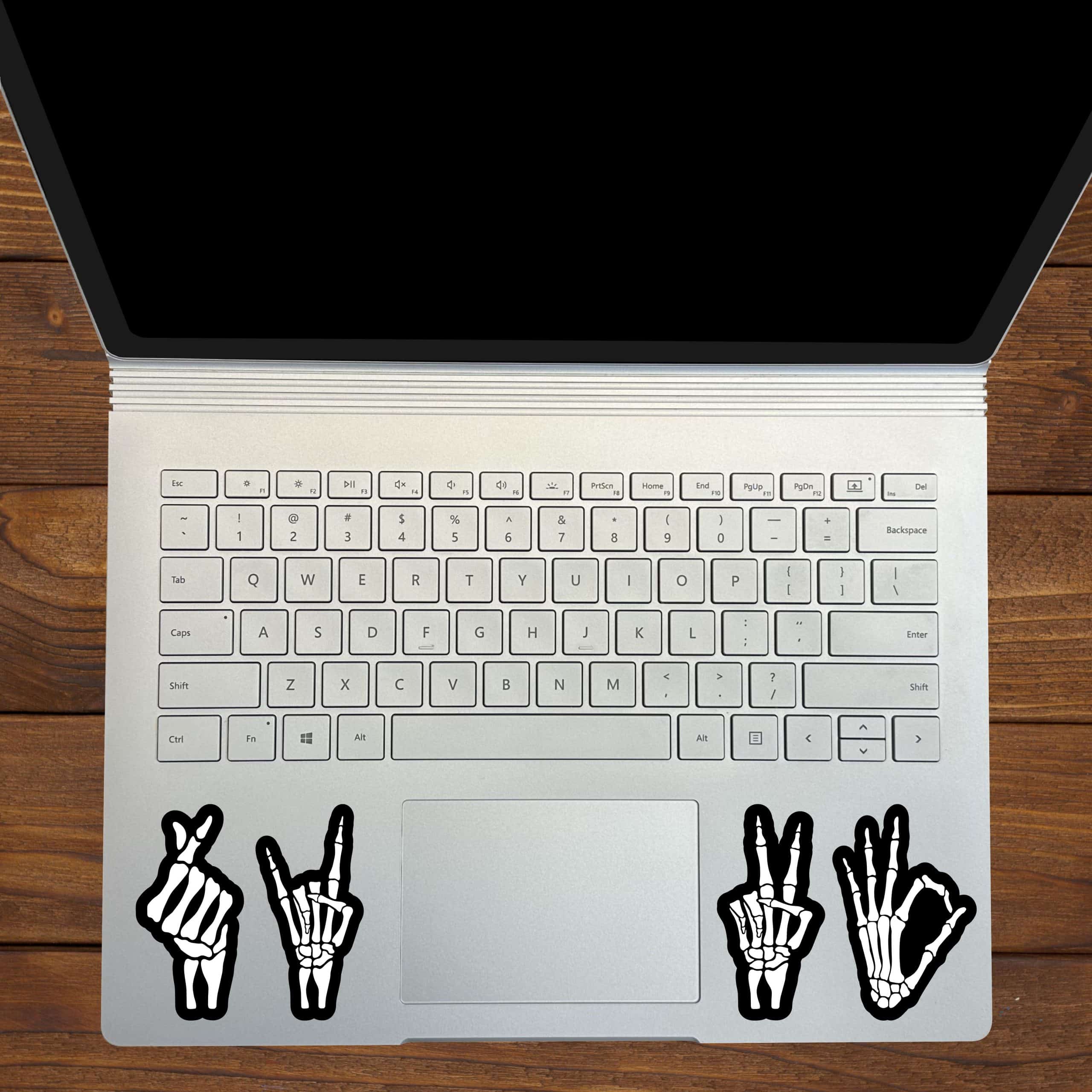 skeleton hands, bone structure detail, peace sign gestures - vinyl removable sticker