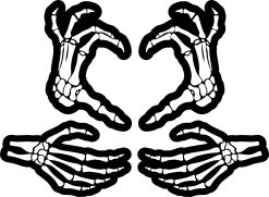 anatomical skeleton hands, black silhouette design, detailed bone structure - vinyl removable sticker