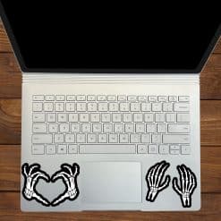 anatomical skeleton hands, black silhouette design, detailed bone structure - vinyl removable sticker