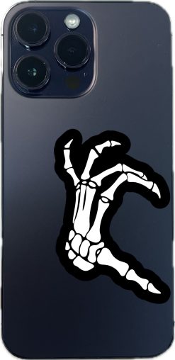 anatomical skeleton hands, black silhouette design, detailed bone structure - vinyl removable sticker