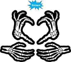 anatomical skeleton hands, black silhouette design, detailed bone structure - vinyl removable sticker