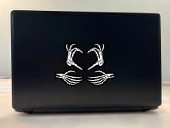 anatomical skeleton hands, black silhouette design, detailed bone structure - vinyl removable sticker