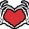 skeletal hands, heart shape, gothic artwork - vinyl removable sticker