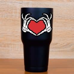 skeletal hands, heart shape, gothic artwork - vinyl removable sticker