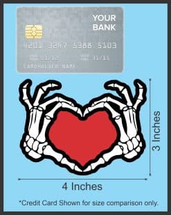skeletal hands, heart shape, gothic artwork - vinyl removable sticker